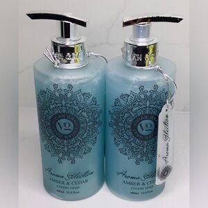 2 Cream Hand Soap 13.5oz Vivian Gray Amber & Cedar Made in Germany Moist…